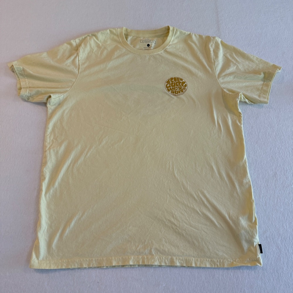 Rip Curl Surf Vibes T-Shirt Mens XL Yellow Cotton